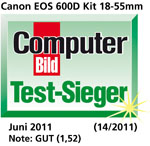 Testlogo Computer Bild: Testsieger für Canon EOS 600D