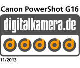 Test Digitalkamera.de: 5 Sterne für Canon PowerShot G16
