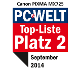 Test PCWelt - Canon PIXMA MX725 - Top-Liste: Platz 2