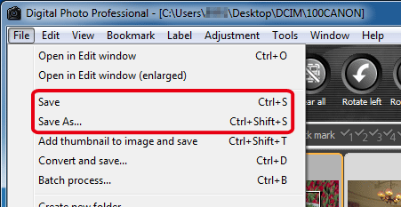 Speichern von Bildern, die mit Digital Photo Professional Version 3.11